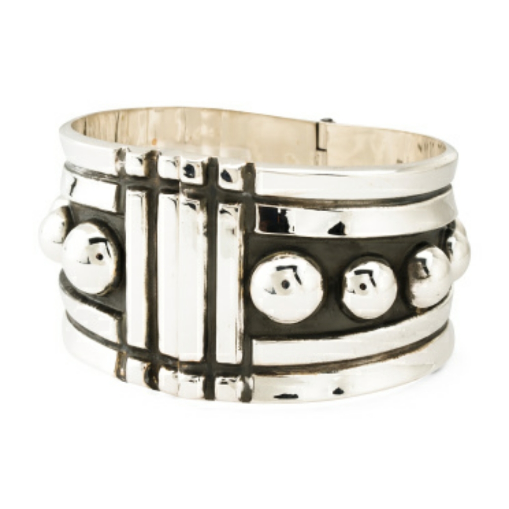 Seed & Sage Handmade Genuine Sterling Silver Chunky Beaded Hinge Bracelet